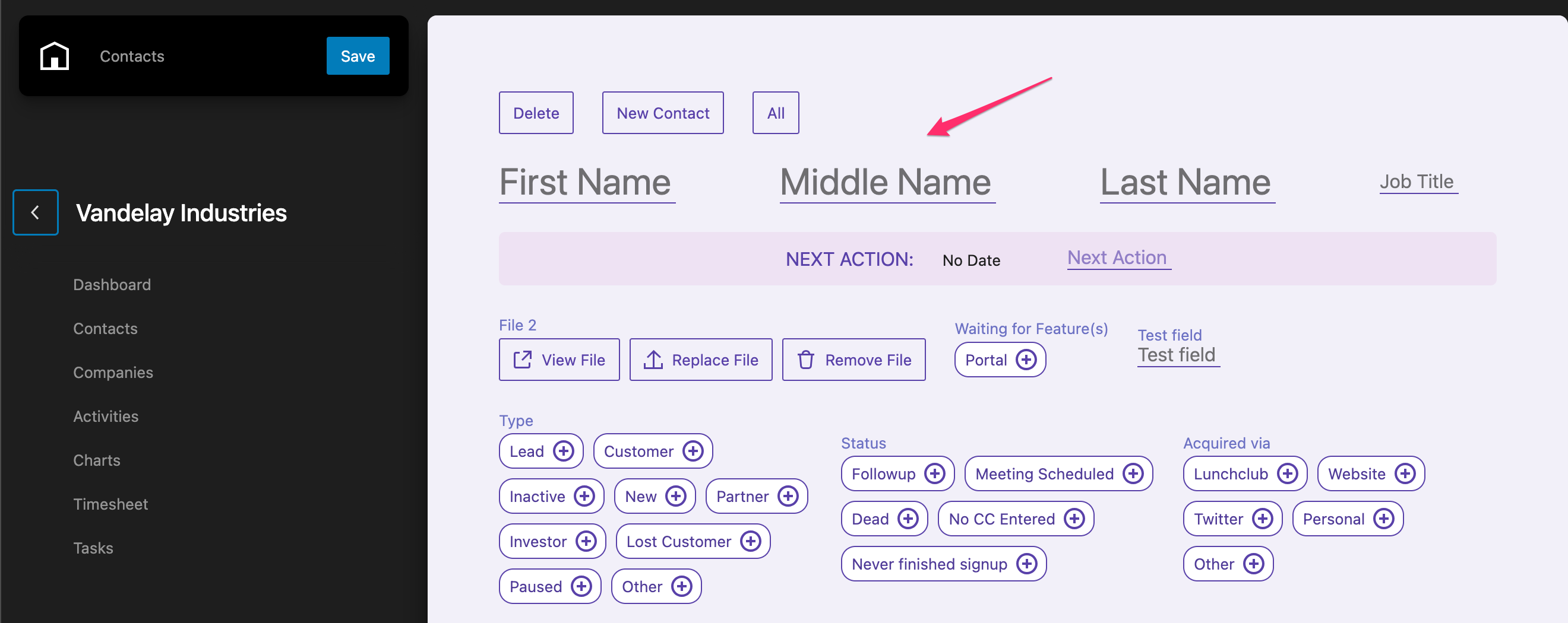 Middle Name field in the application