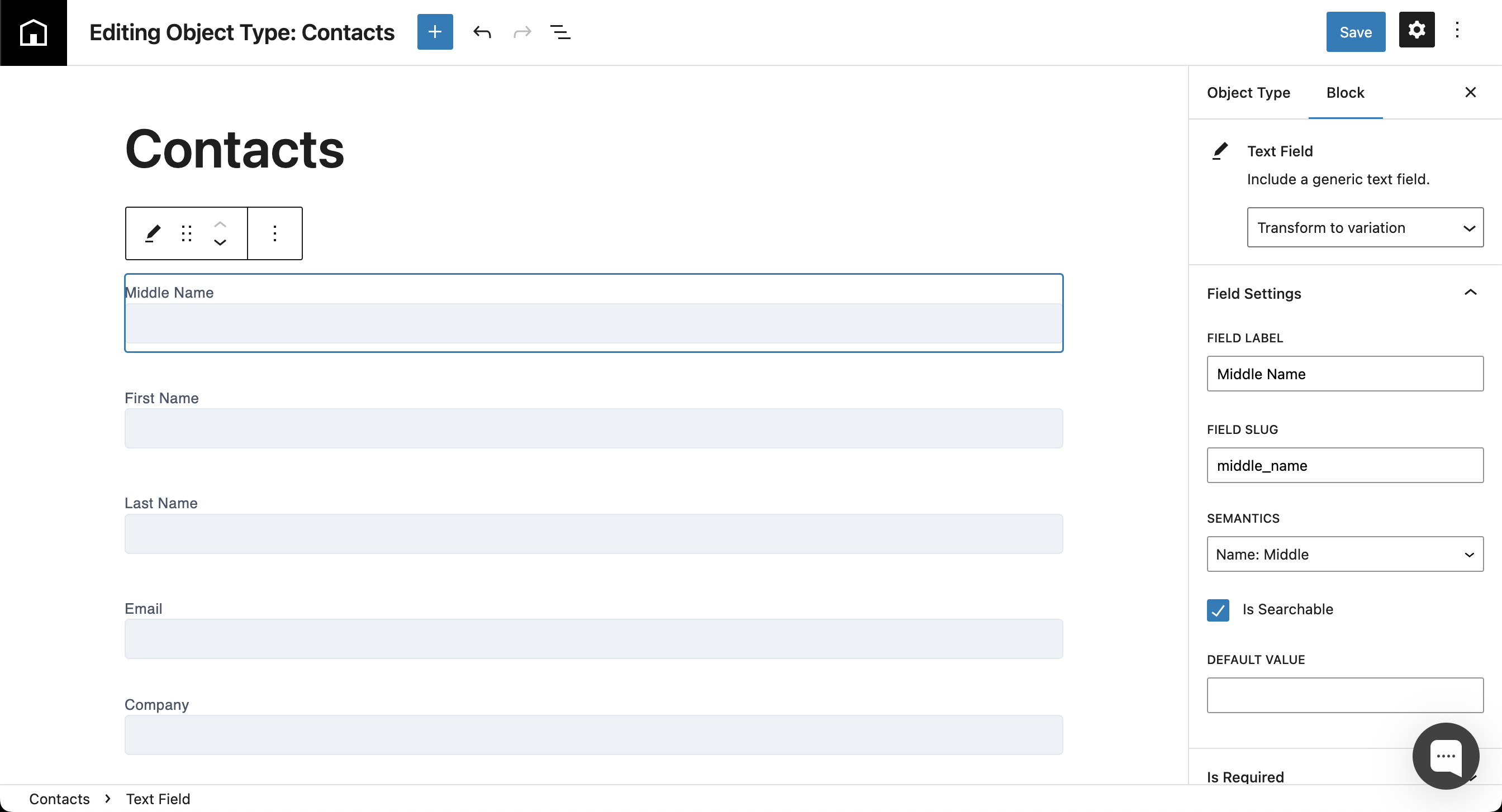 Add the settings for your new field