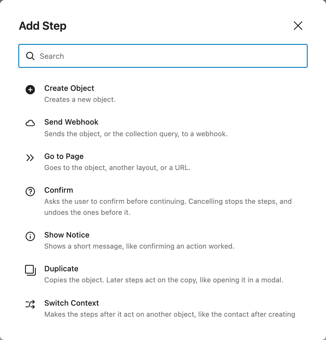 Picking a step to add