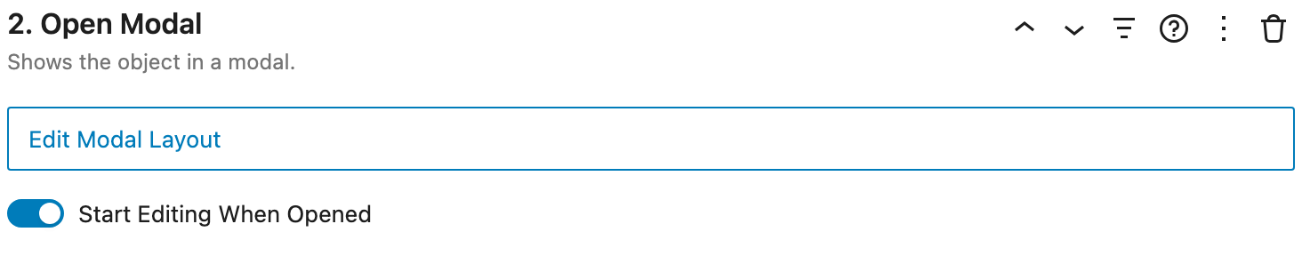 Open Modal's settings