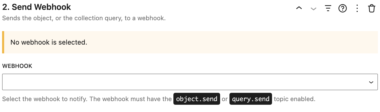 Send Webhook's settings