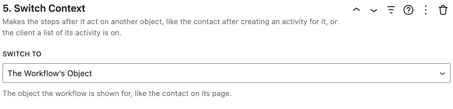 Switch Context, switching back to the workflow's record